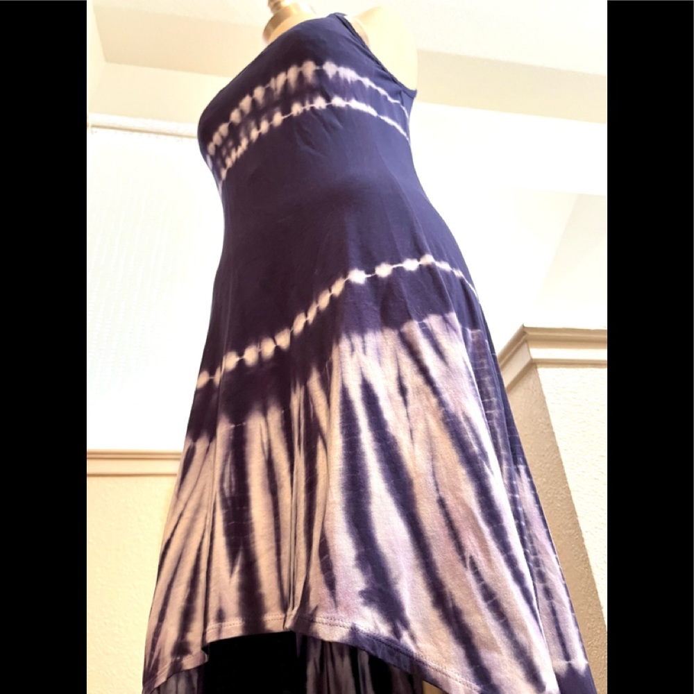 Like NEW!! M Marc New York Tie-Dye Blue White High Low Midi Comfy Summer Dress